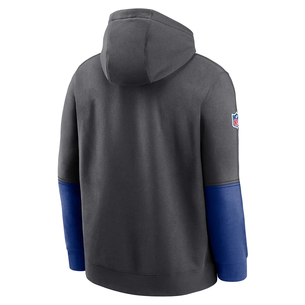 Men's Nike Anthracite New York Giants 2024 Sideline Club Pullover Hoodie