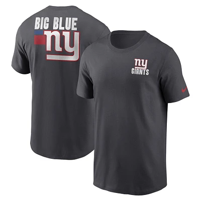 T-shirt essentiel Blitz des Giants de New York Nike anthracite pour homme