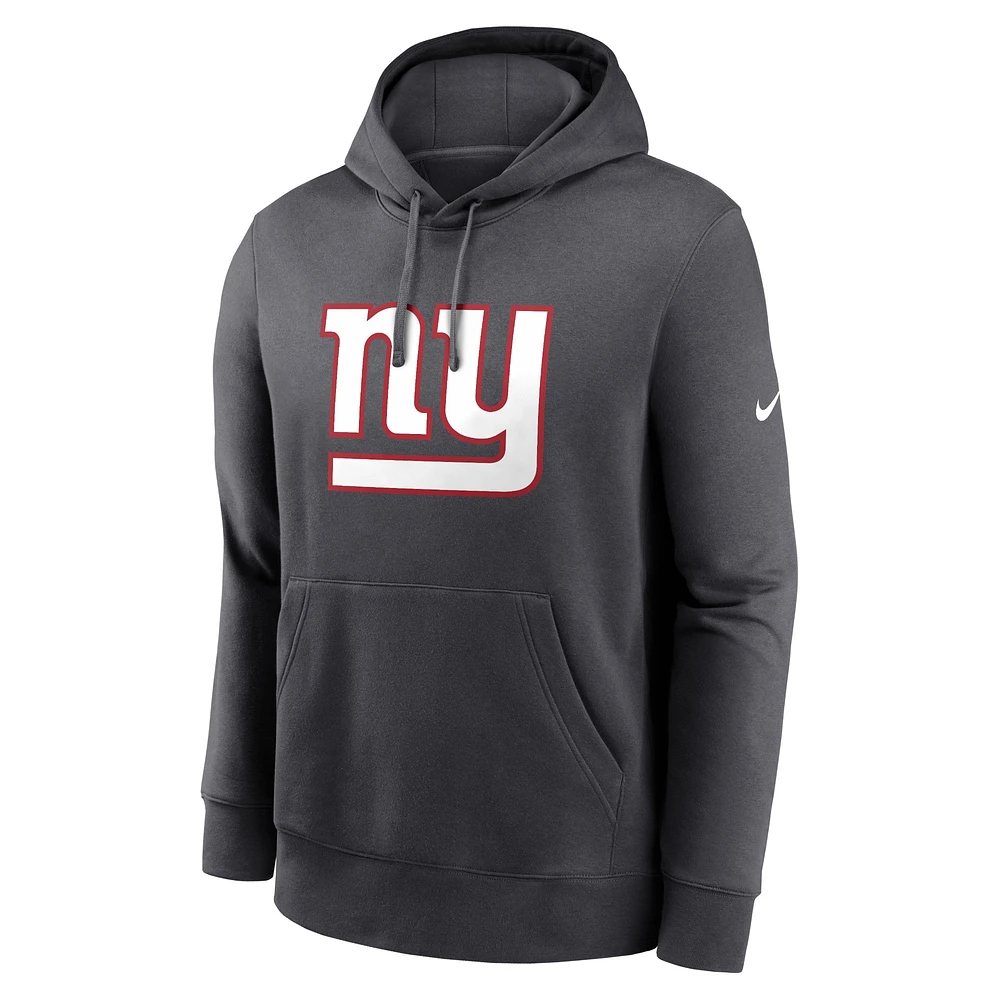 Men's Nike Anthracite New York Giants Club Logo Pullover Hoodie