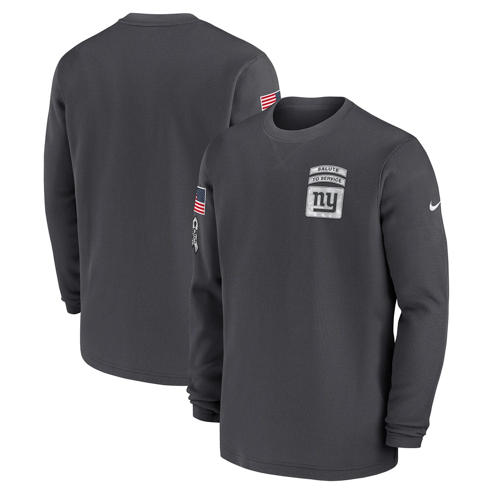 Men's Nike Anthracite New York Giants Salute To Service Edge Lockup Long Sleeve T-Shirt