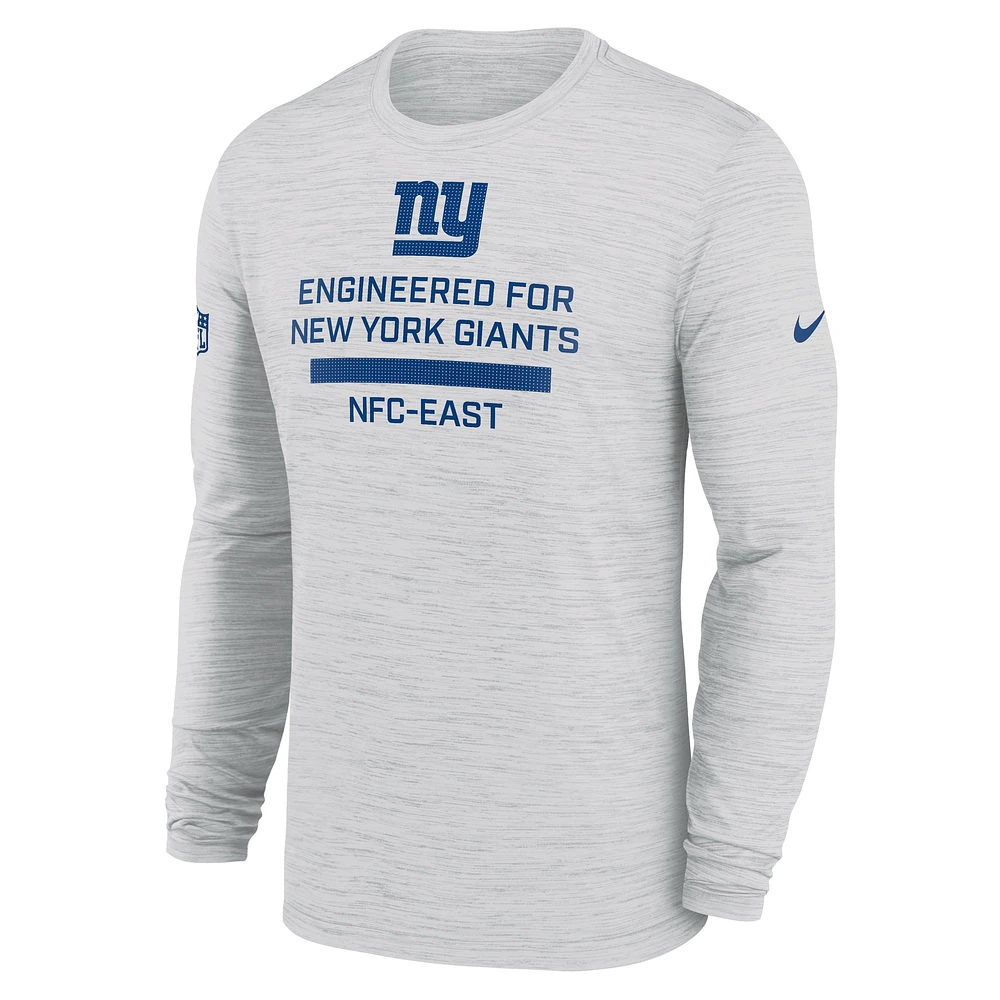 Men's Nike Ash New York Giants Sideline Velocity Performance Long Sleeve T-Shirt