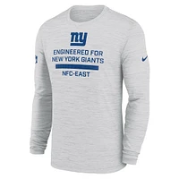 Men's Nike Ash New York Giants Sideline Velocity Performance Long Sleeve T-Shirt