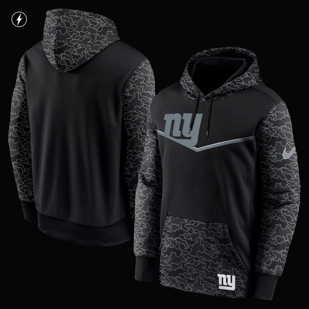 Men's Nike Black New York Giants RFLCTV Chevron Pullover Hoodie