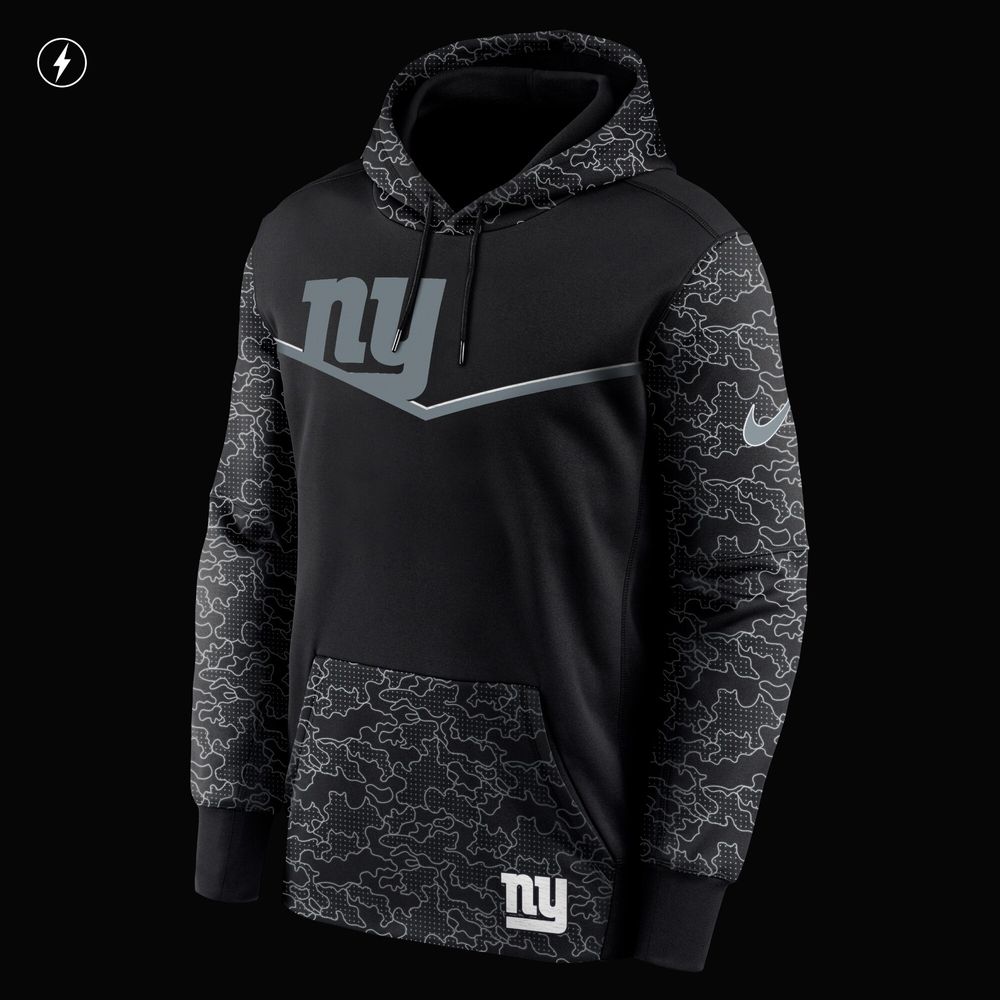 Men's Nike Black New York Giants RFLCTV Chevron Pullover Hoodie