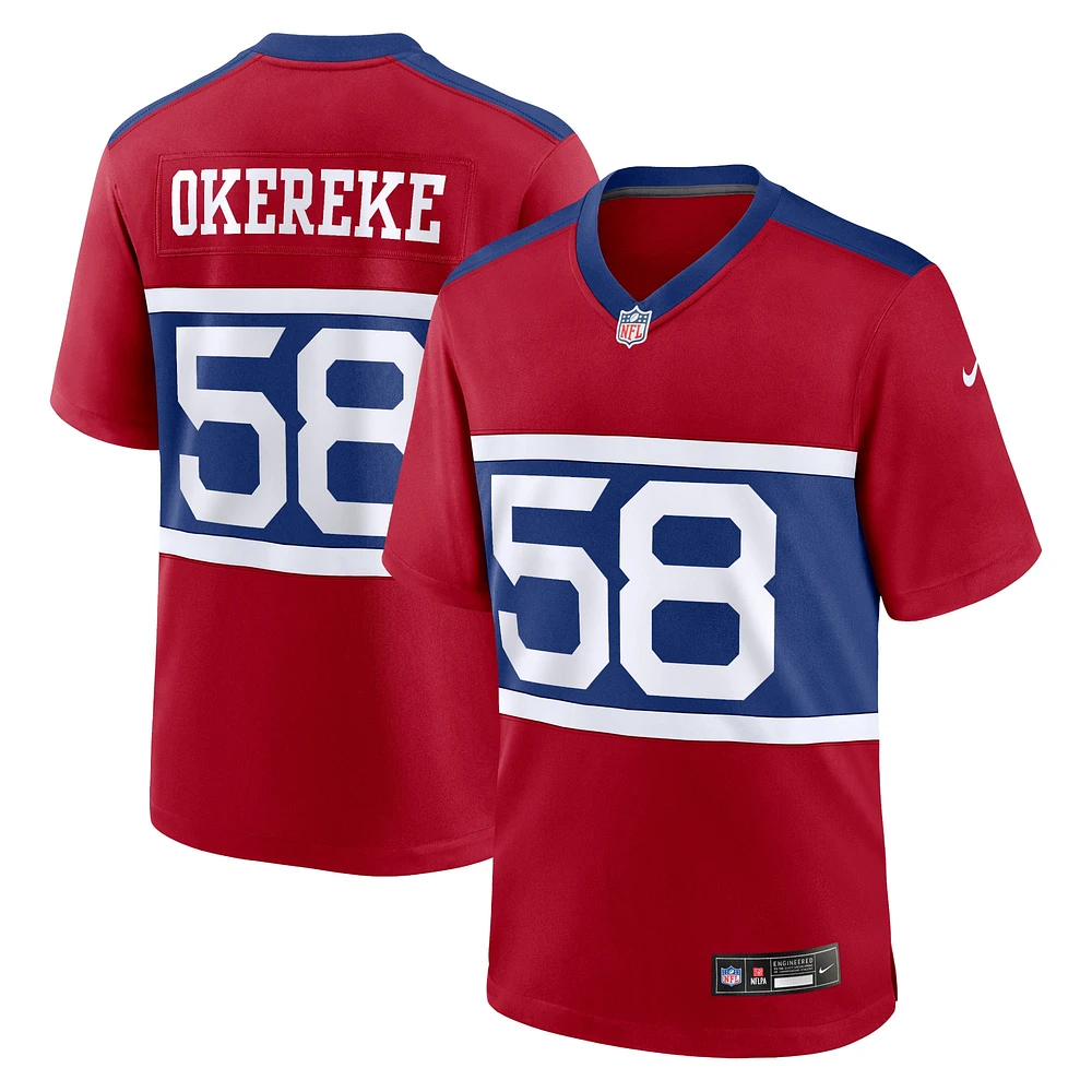 Maillot de match joueur alternatif des Giants New York Nike Bobby Okereke Century rouge pour homme