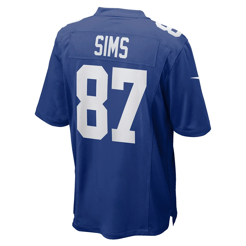 Men's Nike Cam Sims  Royal New York Giants Game Jersey