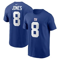 T-shirt avec nom et numéro du joueur des Giants de New York Royal Nike Daniel Jones pour homme