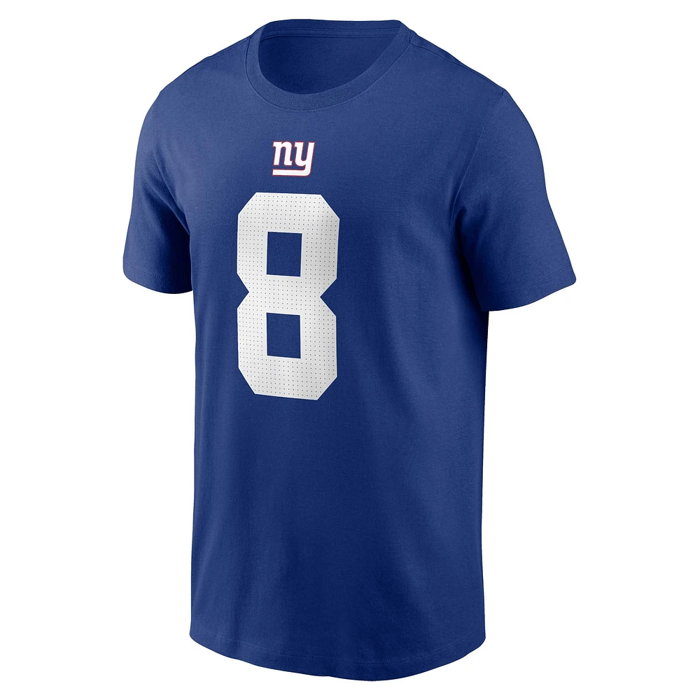 T-shirt avec nom et numéro du joueur des Giants de New York Royal Nike Daniel Jones pour homme