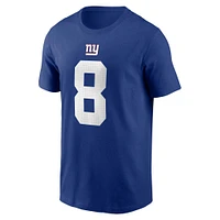 T-shirt avec nom et numéro du joueur des Giants de New York Royal Nike Daniel Jones pour homme