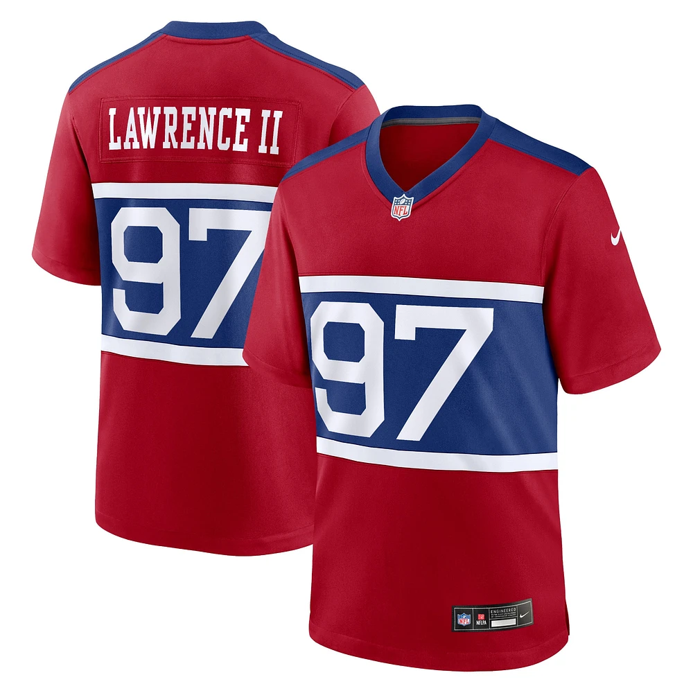 Maillot de match joueur alternatif des New York Giants Nike Dexter Lawrence II Century rouge pour homme