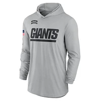 Men's Nike Gray New York Giants 2024 Salute to Service Lightweight Performance Long Sleeve Hooded T-Shirt