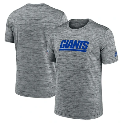 Men's Nike Gray New York Giants Sideline Velocity Throwback Logo Performance T-Shirt