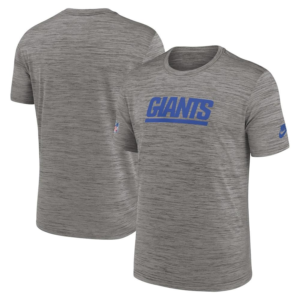 T-shirt de performance Nike Heather Charcoal New York Giants 2023 Sideline avec logo alternatif pour homme