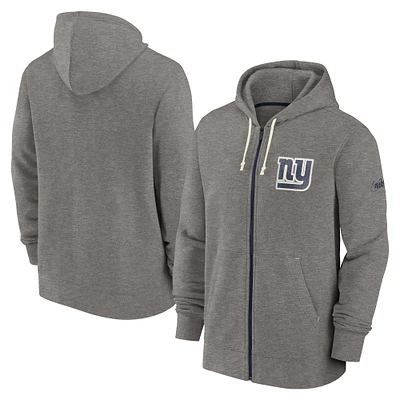 Men's Nike Heather Charcoal New York Giants Historic Lifestyle Full-Zip Hoodie