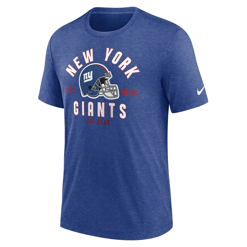 Men's Nike Heather Royal New York Giants Helmet Tri-Blend T-Shirt