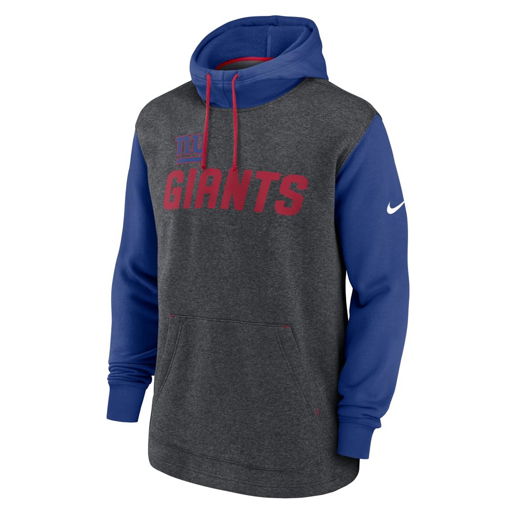 Men's Nike Heathered Charcoal/Royal New York Giants Surrey Legacy Pullover Hoodie