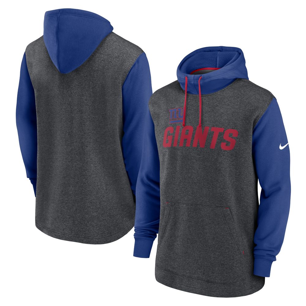 Men's Nike Heathered Charcoal/Royal New York Giants Surrey Legacy Pullover Hoodie