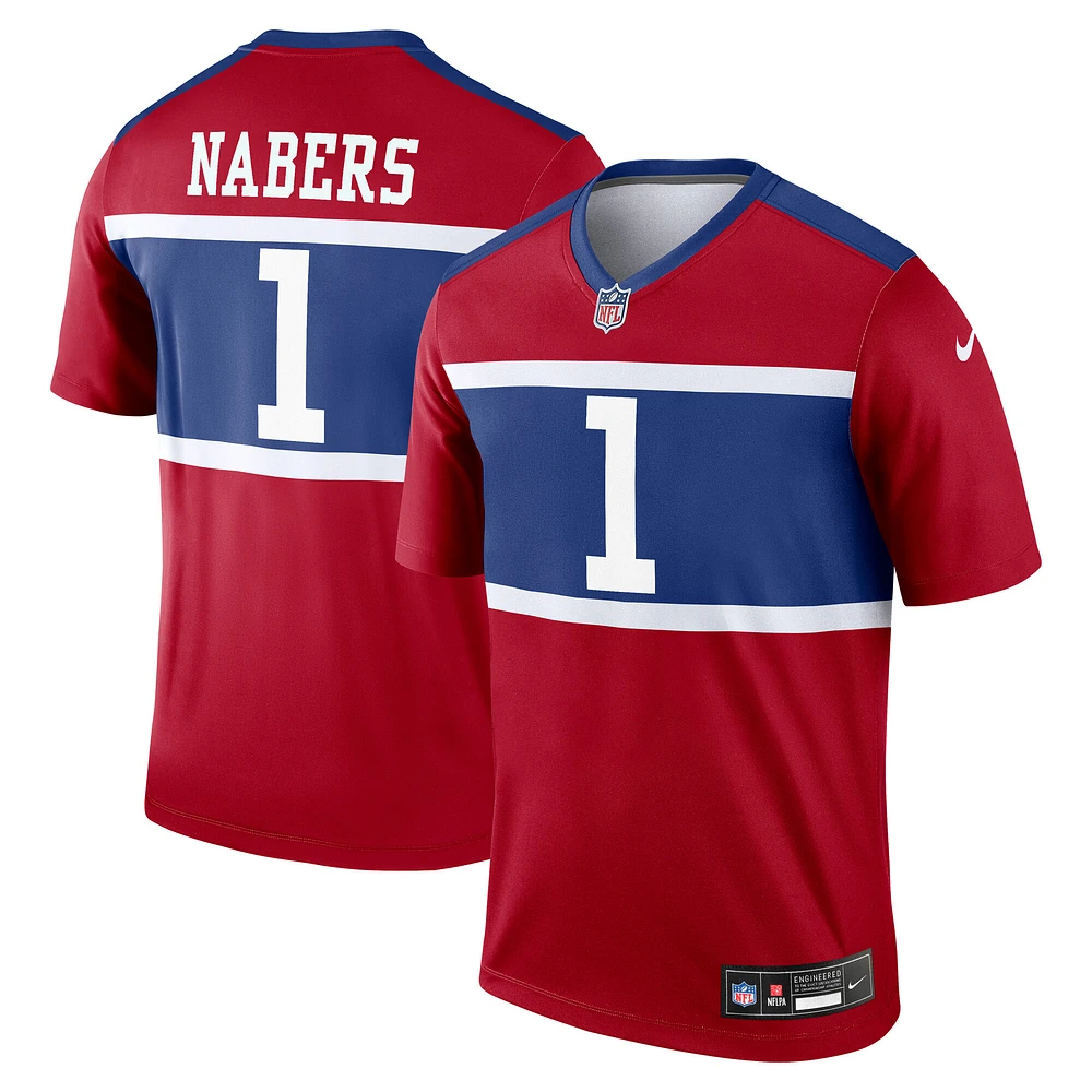 Haut Nike Malik Nabers rouge New York Giants Alternate Legend Player Performance pour homme