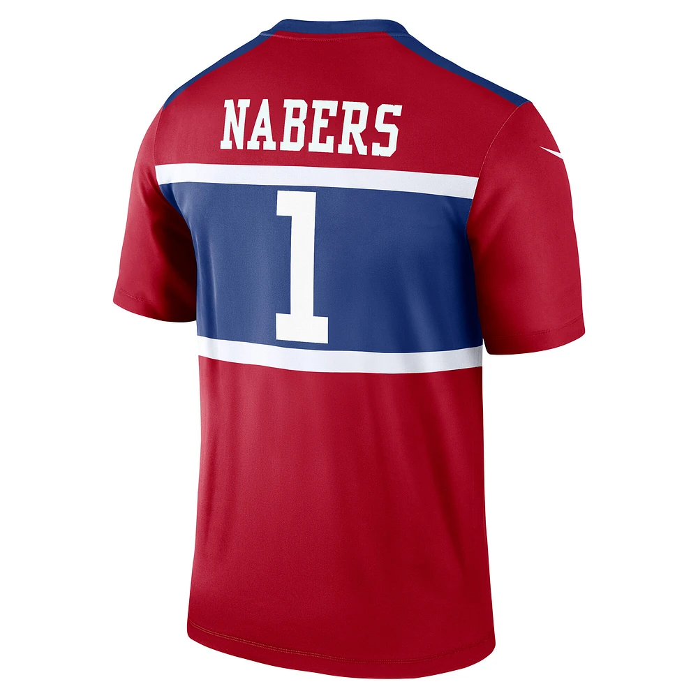 Haut Nike Malik Nabers rouge New York Giants Alternate Legend Player Performance pour homme