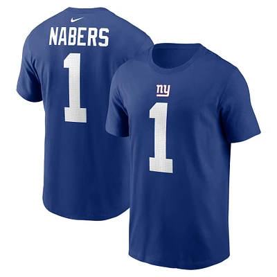 Men's Nike Malik Nabers Royal New York Giants  Name & Number T-Shirt