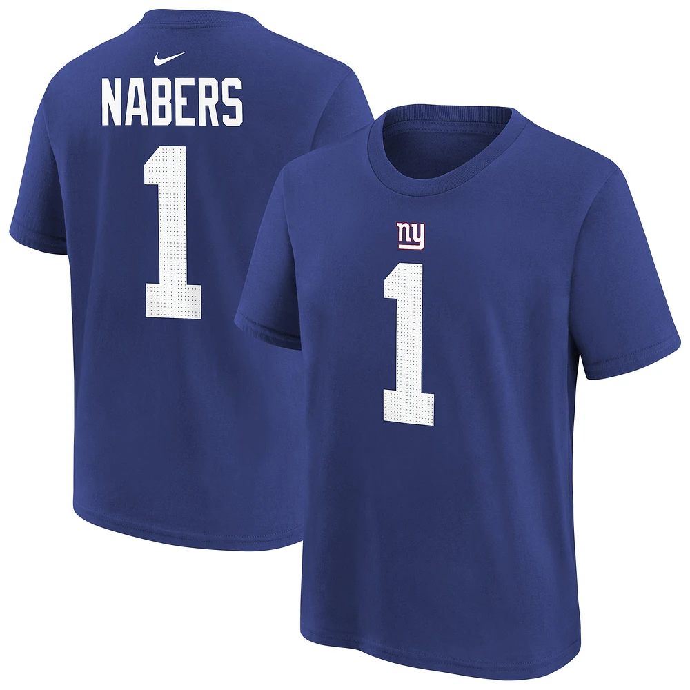 T-shirt Nike Malik Nabers Royal New York Giants pour homme avec nom et numéro de joueur