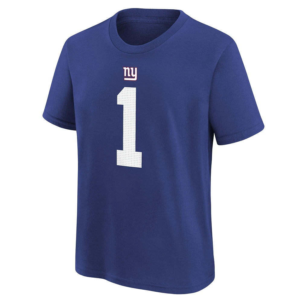 T-shirt Nike Malik Nabers Royal New York Giants pour homme avec nom et numéro de joueur