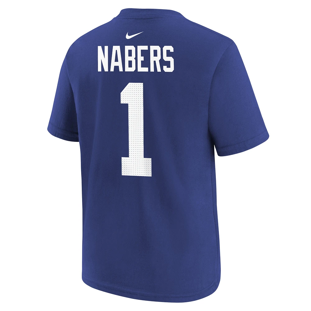 T-shirt Nike Malik Nabers Royal New York Giants pour homme avec nom et numéro de joueur