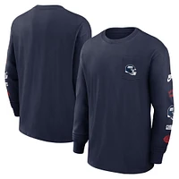 Men's Nike Navy New York Giants Rewind Heavy Max90 Pocket Long Sleeve T-Shirt