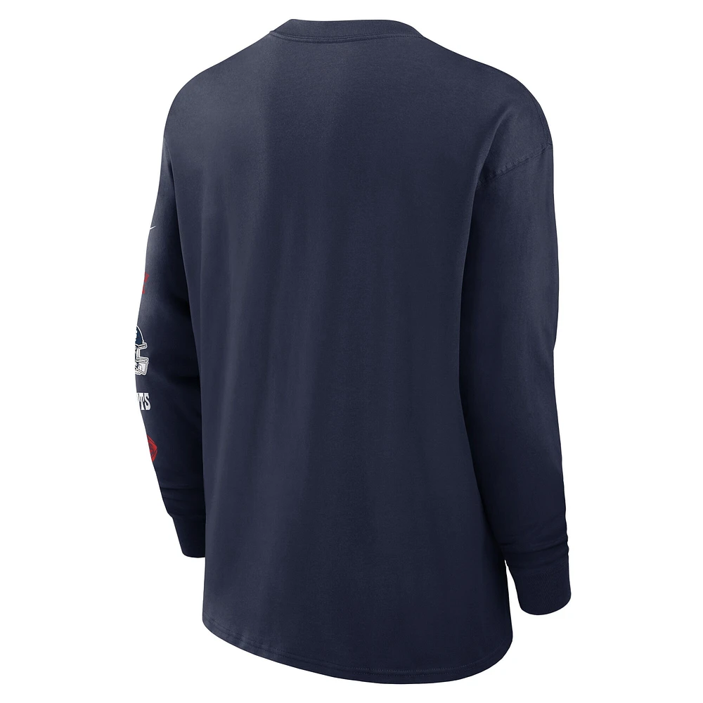 Men's Nike Navy New York Giants Rewind Heavy Max90 Pocket Long Sleeve T-Shirt
