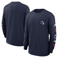 Men's Nike Navy New York Giants Rewind Heavy Max90 Pocket Long Sleeve T-Shirt