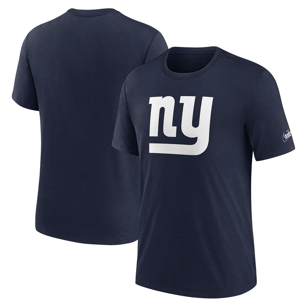 T-shirt à trois mélanges avec logo Nike bleu marine des New York Giants Rewind pour hommes