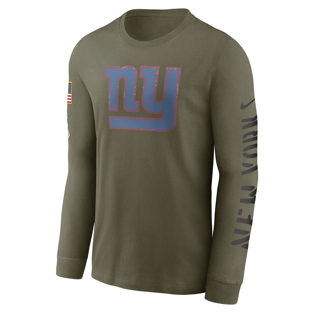 Men's Nike Olive New York Giants 2022 Salute To Service - Team Logo Long Sleeve T-Shirt