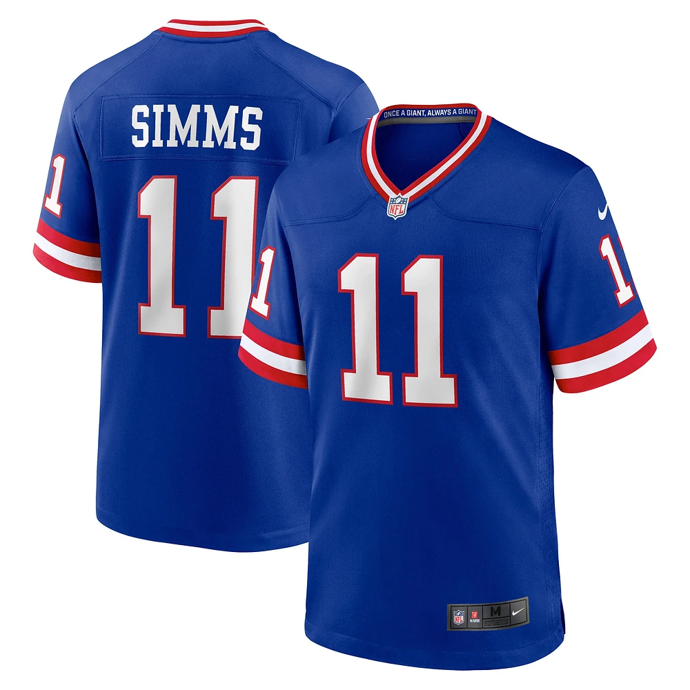 Maillot de match alternatif Nike Phil Simms Royal pour homme, joueur retraité des New York Giants