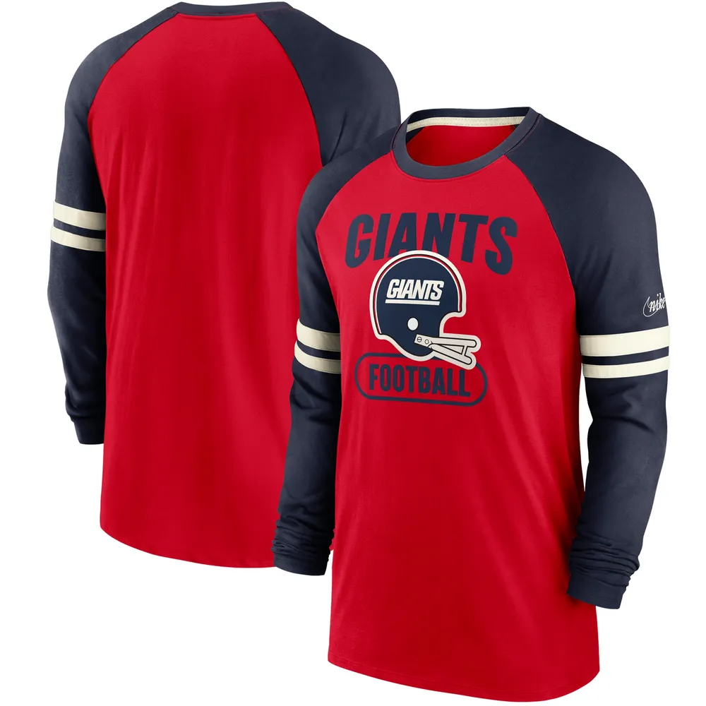 Lids New York Giants Nike Throwback Raglan Long Sleeve T-Shirt - Red/Navy