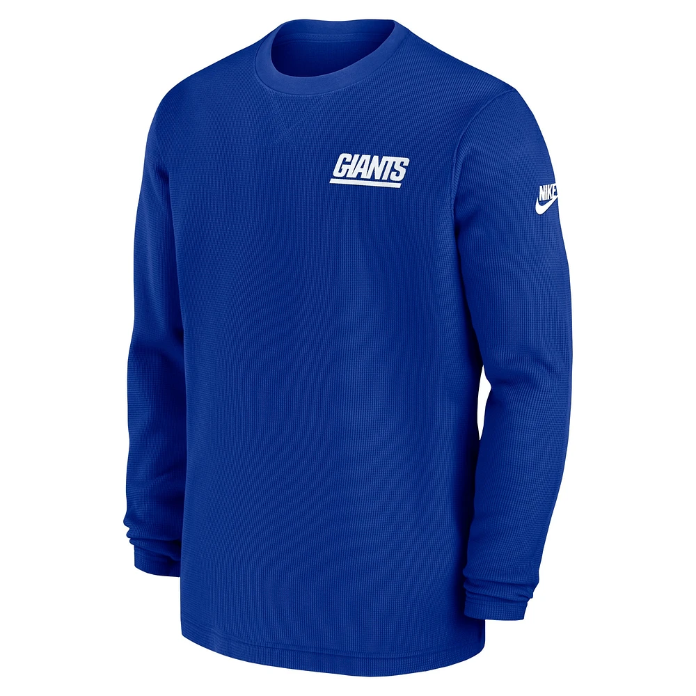 Men's Nike Royal New York Giants 2023 Sideline Alternate Logo Waffle Knit Long Sleeve T-Shirt