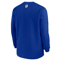 Men's Nike Royal New York Giants 2023 Sideline Alternate Logo Waffle Knit Long Sleeve T-Shirt