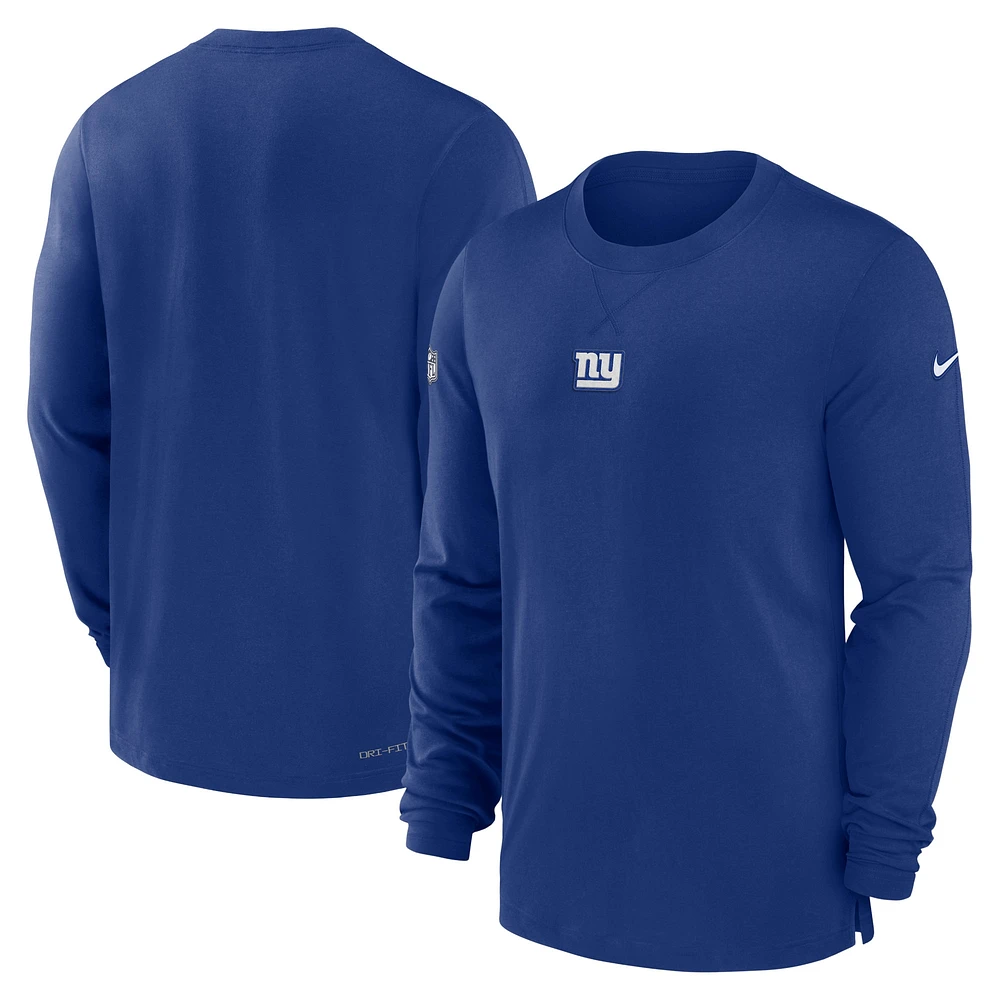 T-shirt à manches longues Nike Royal New York Giants 2023 Sideline Performance pour homme