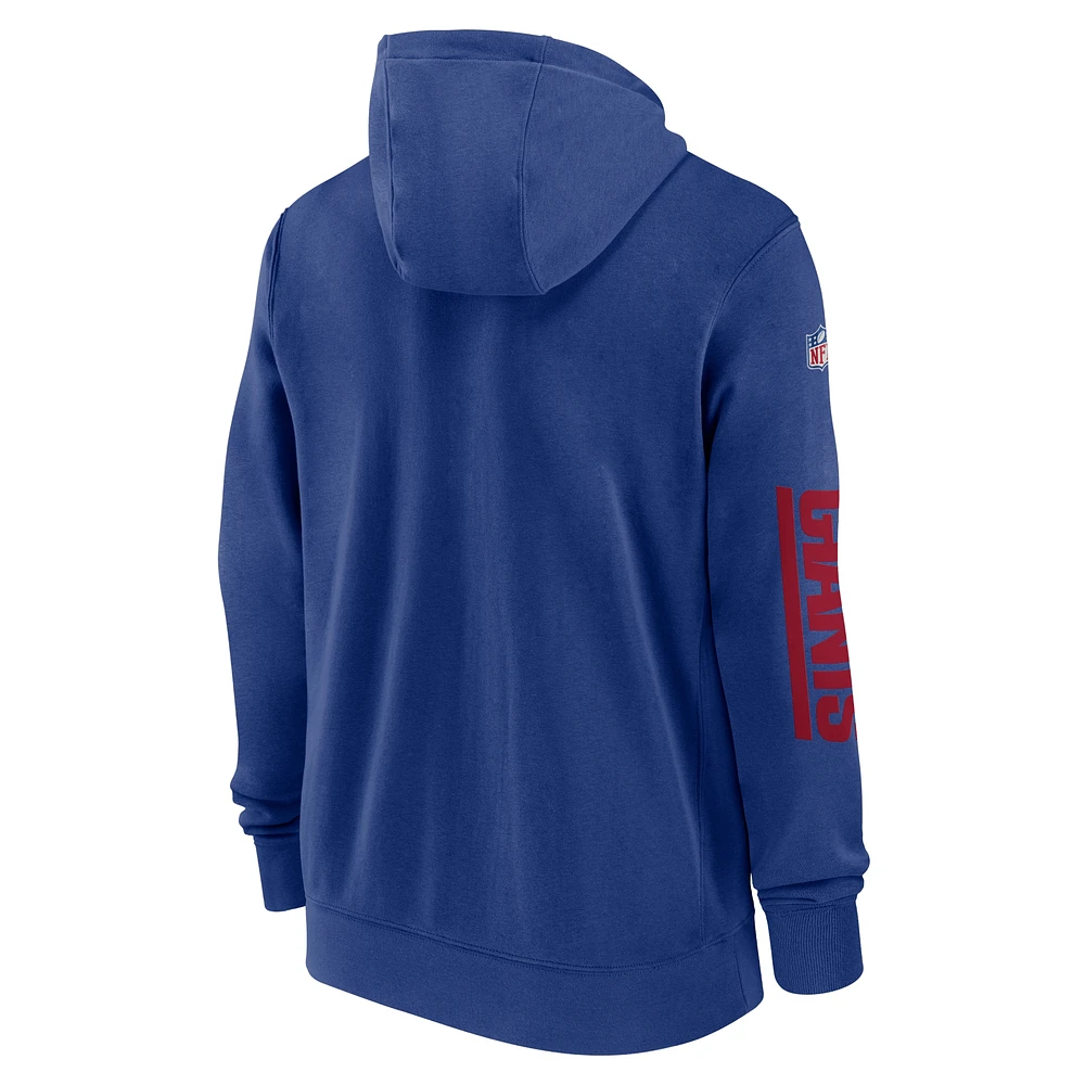 Men's Nike Royal New York Giants 2024 Sideline Club Full-Zip Hoodie