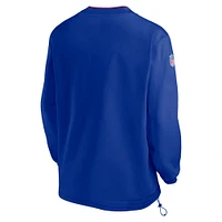 Coupe-vent à manches longues et col en V Nike Royal New York Giants 2024 Sideline Throwback Logo pour homme