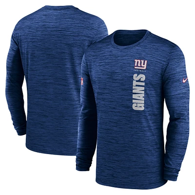 T-shirt à manches longues Nike Royal New York Giants 2024 Sideline Velocity Performance pour homme