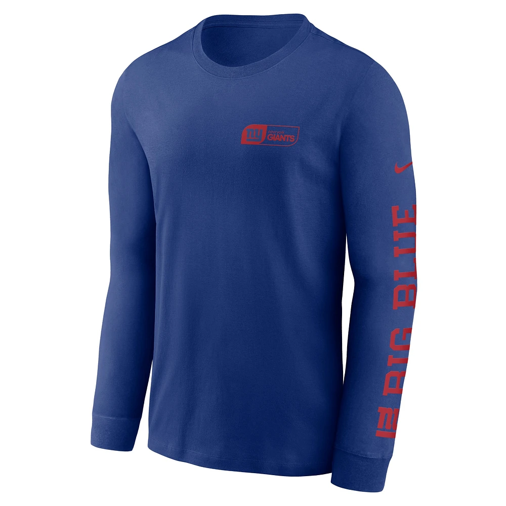 Men's Nike Royal New York Giants All Out Long Sleeve T-Shirt