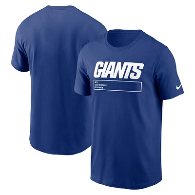 T-shirt essentiel Division des Giants de New York Royal Nike pour homme