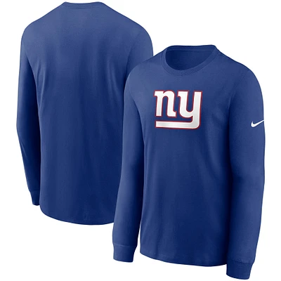 T-shirt à manches longues Nike Royal New York Giants pour homme avec logo principal