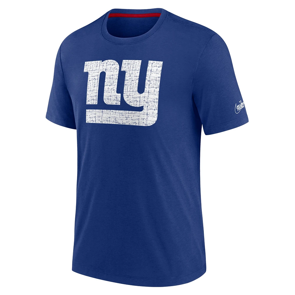 T-shirt à trois mélanges avec logo Nike Royal New York Giants Rewind Playback pour homme