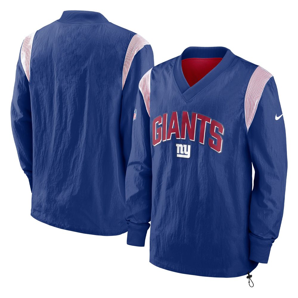 Men's Nike Royal New York Giants Sideline Athletic Stack V-Neck Pullover Windshirt Jacket