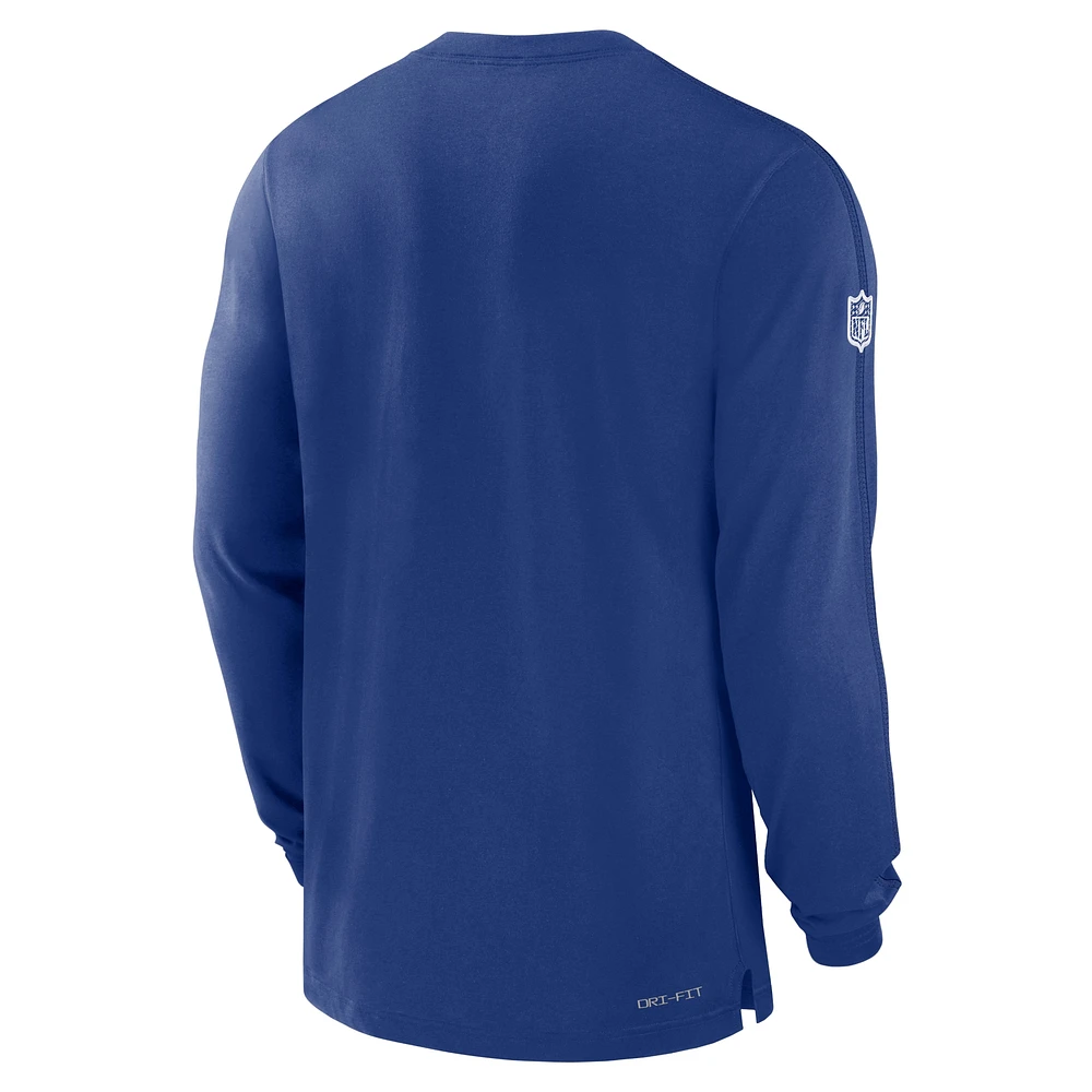 T-shirt à manches longues Nike Royal New York Giants Sideline Player Performance pour homme