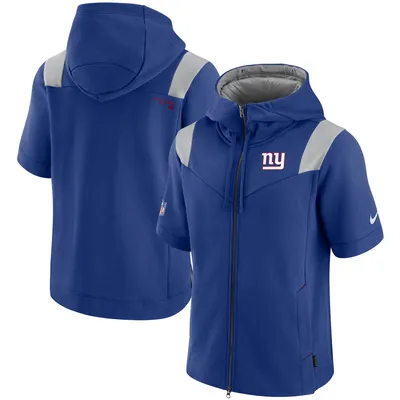 Men's Nike Royal New York Giants Sideline Showout Short Sleeve Full-Zip Hoodie