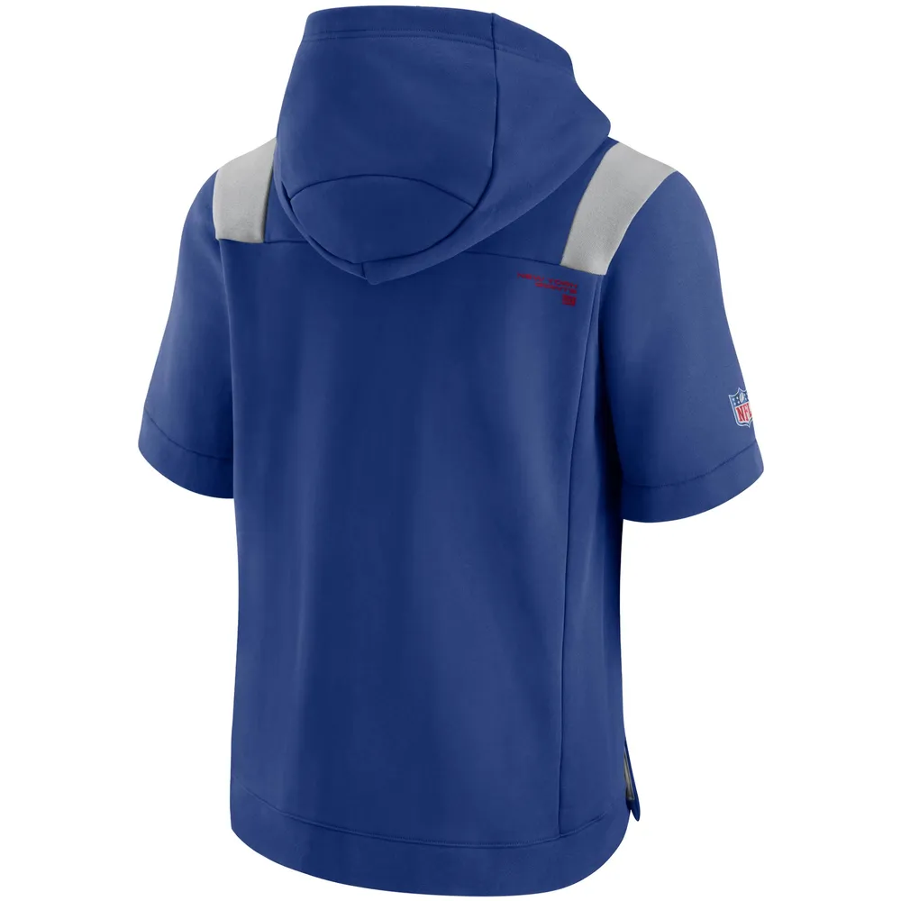 Sweat à capuche entièrement zippé manches courtes pour homme Nike Royal New York Giants Sideline Showout