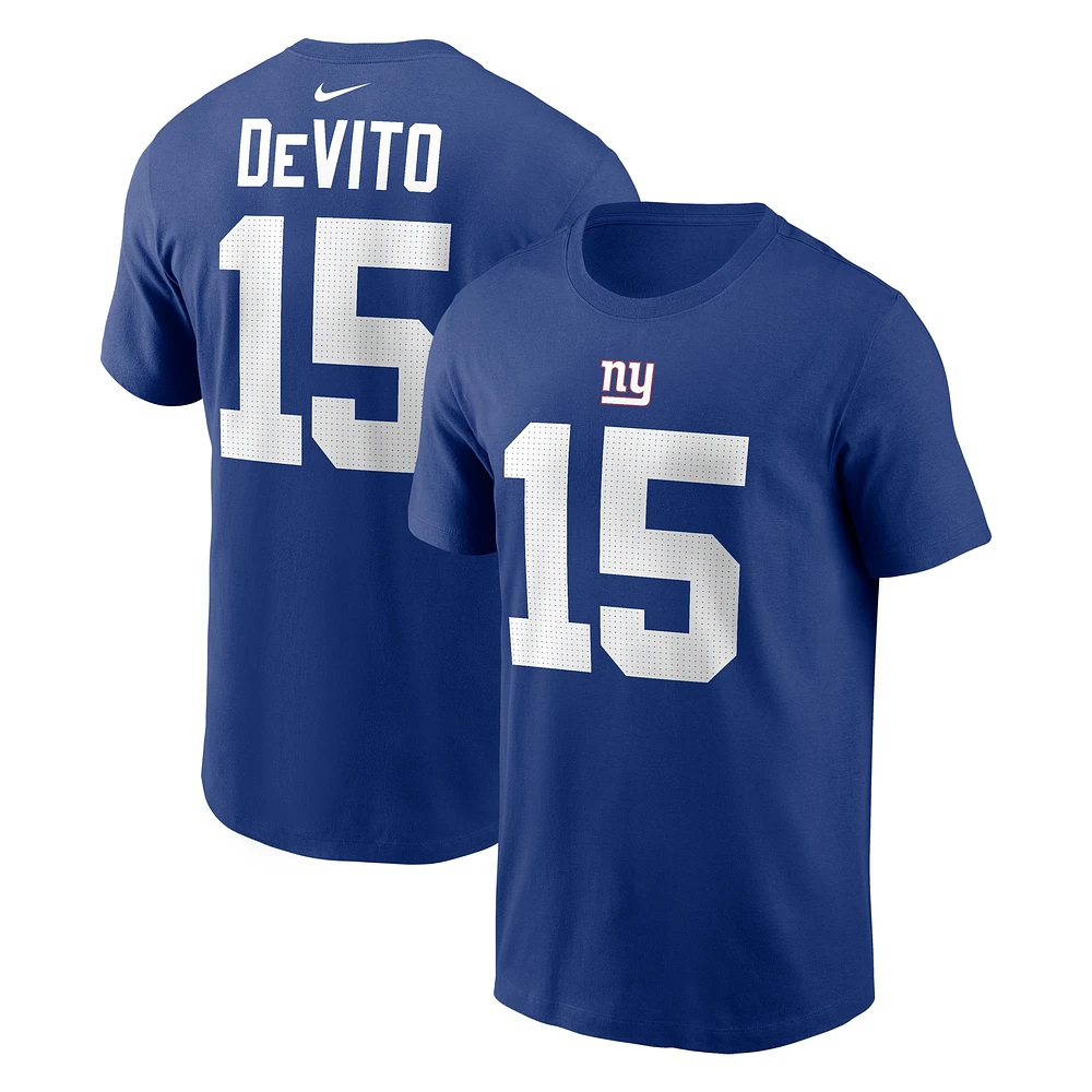 T-shirt Nike Tommy DeVito Royal New York Giants avec nom et numéro pour homme