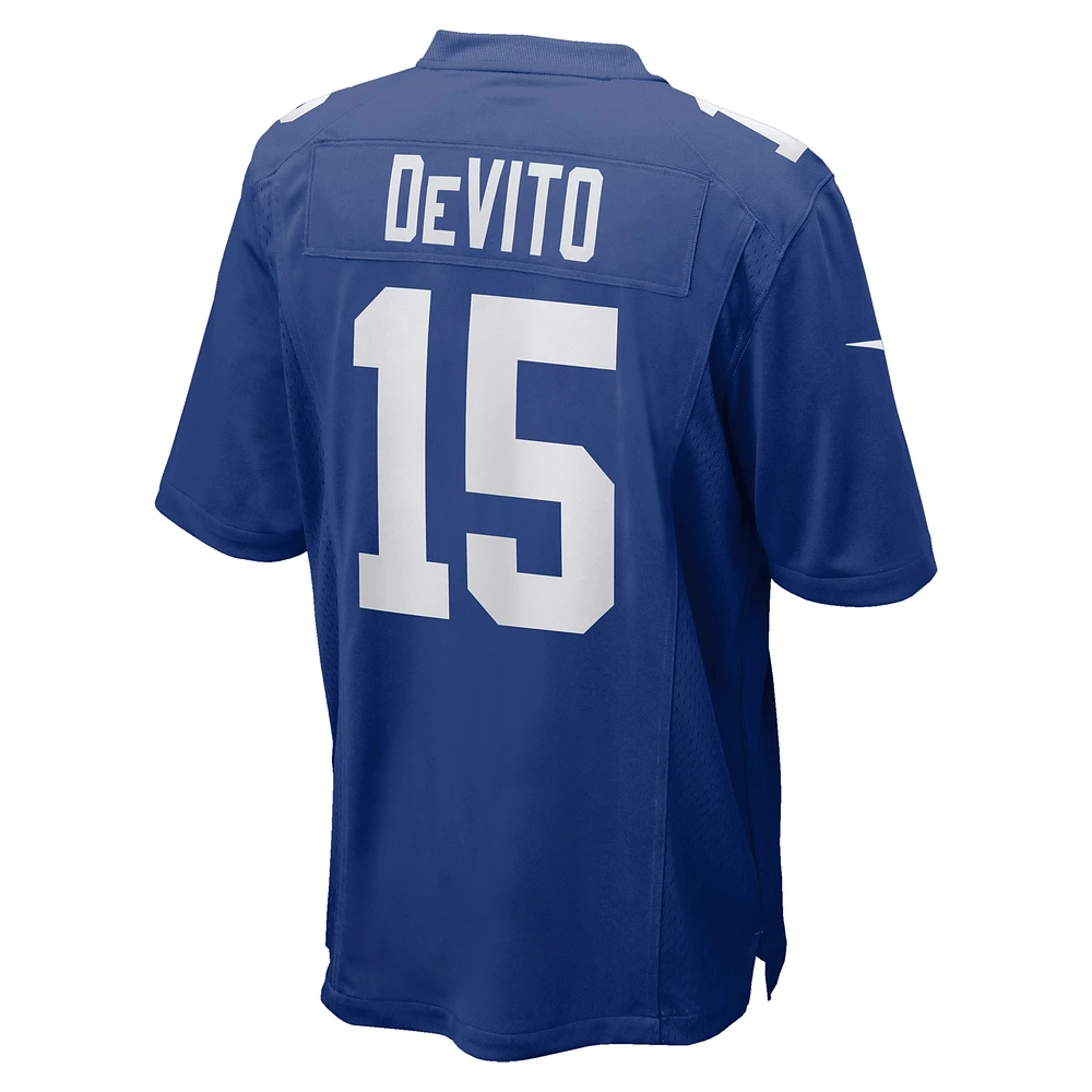 Maillot de match Nike Tommy DeVito Royal New York Giants pour homme